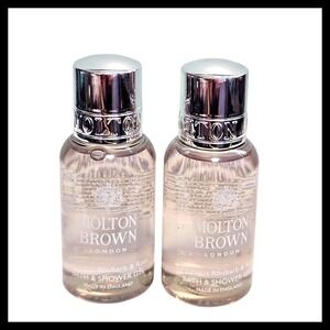 2 x Molton Brown Rhubarb & Rose Bath Shower Gel Travel Size 1 fl.oz. 30ml Travel